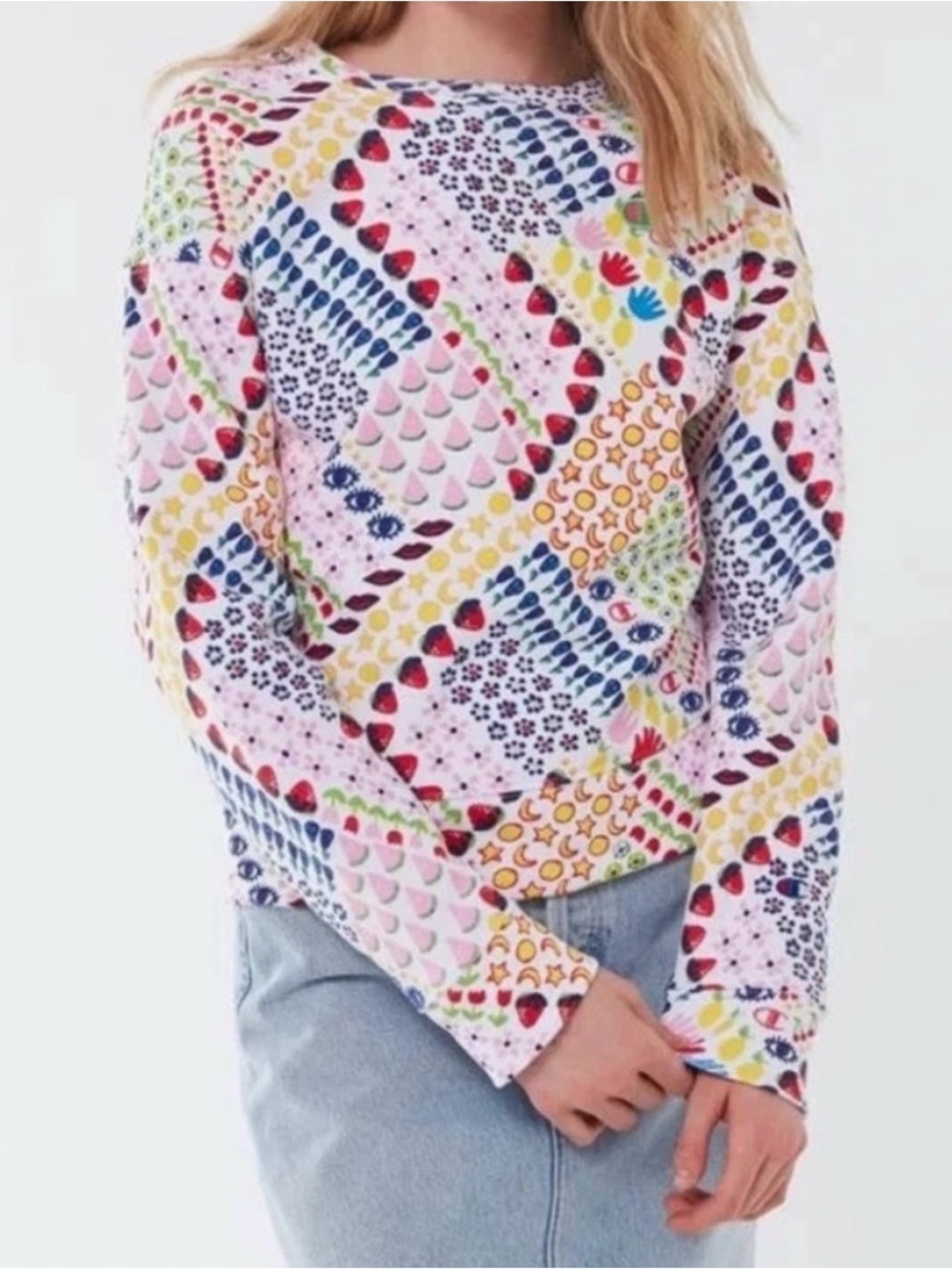 Champion x Susan Alexandra fruit eye moon reverse weave sweatshirt small